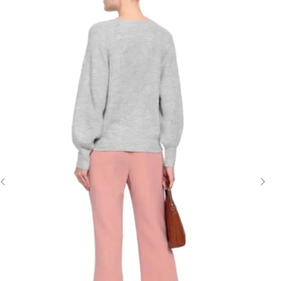 JOIE Size XS Gray Button-detailed Puff Sleeve Mélange Knitted Sweater - Picture 2 of 7